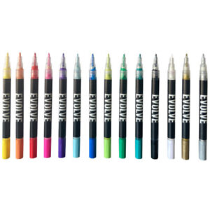 Evolve E20 Water Based Acrylic Paint Marker Set of 14 with Extra Fine Round