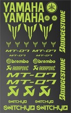 KIT ADESIVI GRAFICHE STICKERS MOTO SPONSOR GIALLO FLUO YAMAHA MT 07 DECALS