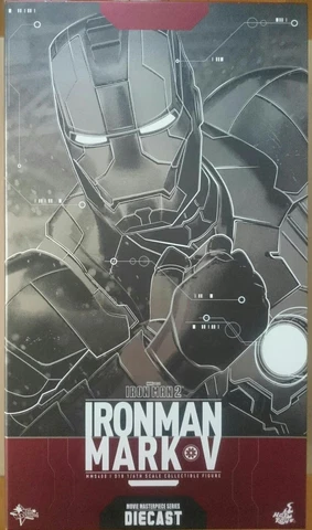 Hot Toys IRON MAN MARK V Marvel Iron Man 2 Diecast MMS400D18 Never Displayed Cover