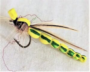 Quality Trout Flies - Qty 3 Adult Yellow Damsel Trout Flies - #12 Hooks (New)