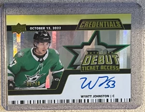 Wyatt Johnston Rookie Debut Ticket Access Auto Yellow /49 2022-23 Credentials - Picture 1 of 2