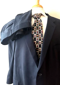 Pronto Uomo Platinum 2-Piece Suit Big & Tall 60R - 56 x 30 Dark Navy Wool Euc - Picture 1 of 13