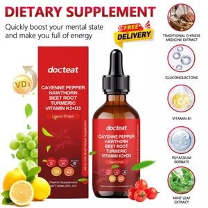 Vascu Flow Cayennepfeffer Weißdorn Rote Beete Kurkuma Vitamin Liquid Tropfen, NEU - Bild 1 von 21