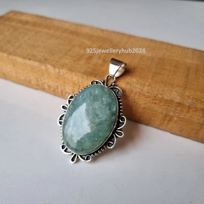 Blue Aquamarine Gemstone Pendant 925 Sterling Silver Statement Pendant PG6138 - Image 1 of 4
