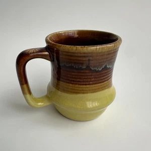 Vintage 60's Brown Ombre Drip Glaze Coffee Mug Cup Ribbed MCM Taiwan - Picture 1 of 10