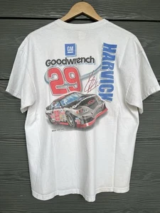 Y2K Kevin Harvick NASCAR T-Shirt #29 Good Wrench Racing Fits XL White AOP - Picture 1 of 7