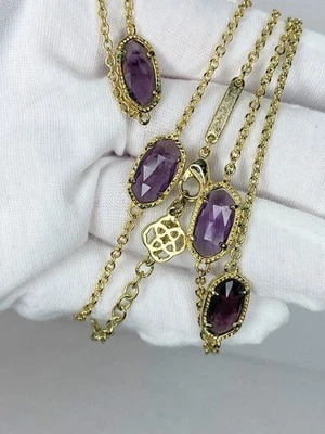 Collar largo Kendra Scott Kellie Gold Station en púrpura  Foto 1 de 4