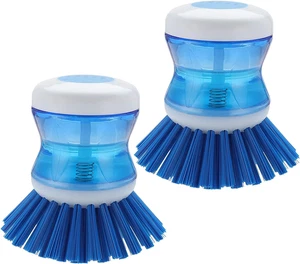 Dish Brush with Soap Dispenser for Dishes Pot Pan Kitchen Sink Scrubbing, Blue 2 - Picture 1 of 12