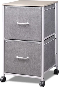 DEVAISE 2 Drawer Mobile File Cabinet, Rolling Printer Stand, Light Grey - Picture 1 of 7