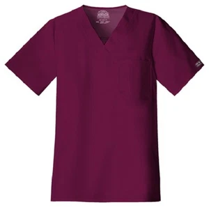 Cherokee Scrubs Workwear Men's Scrub Top 4743 Wine WINW Cherokee Stretch - Picture 1 of 3