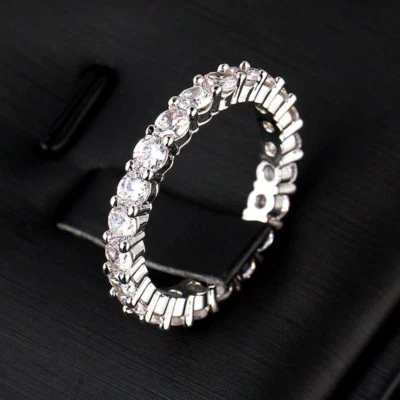 Обручальное кольцо 4 мм AAA с фианитом женское подарок белое золото/желтое золото заполненное кольцо размер 6-9 - Изображение 1 из 4