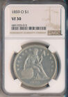 1859-O SEATED LIBERTY SREBRNY DOLAR **CERTYFIKAT NGC VF 30** DARMOWA WYSYŁKA!!