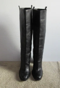Michael Kors Women's Black Leather Block Heel Tall Pull On Boots Size US 10 M - Picture 1 of 10