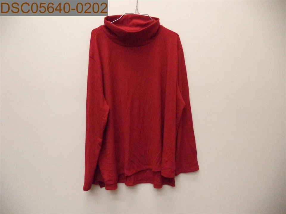 Womens Ava & Viv Long Sleeve Mock Neck Turtleneck Pullover Sweater Red 2x