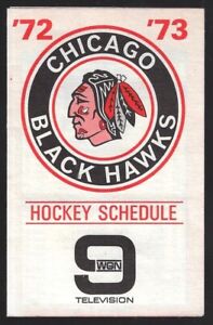 VERY RARE 1972-73 Chicago Blackhawks NHL Hockey Schedule !!! WGN 9 Television