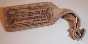 American Express Travelers Check Leather Embossed Luggage Tag 3" x 1.25" - Picture 1 of 2