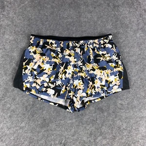 Nike Shorts Womens XL Black Blue Floral Swoosh Running Gym Training Dri Fit - Picture 1 of 15