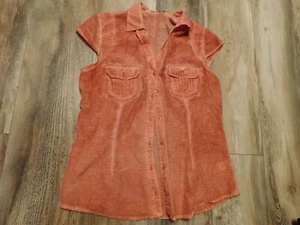 SILVER JEANS BURNT ORANGE SHEER TOP SIZE M - Picture 1 of 7