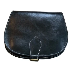 Bolso de mano grande hecho a mano de cuero Satchel bandolera en negro - Imagen 1 de 2