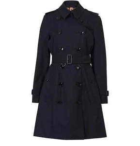 Women Burberry The Chelsea Coat Midnight Blue Medium Made in UK Size US14 - Picture 1 of 13