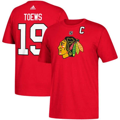 Chicago Blackhawks Jonathan Toews Adidas Red Short Sleeve Jersey T-Shirt Cover