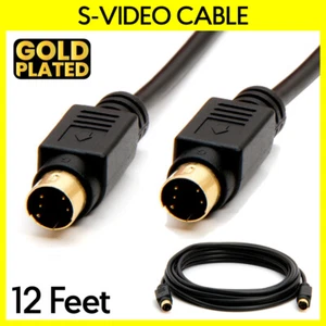 S Video Cable 12 Feet 4 PIN SVHS VCR Camcorder Cord SVideo Male to Male Cable - Picture 1 of 3