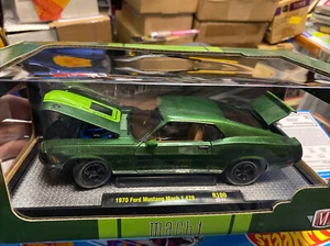 M2 MACHINES 1970 Ford Mustang MACH 1 428 Green 1/24 2022 New - Picture 1 of 7