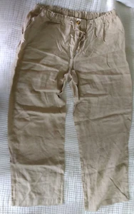 Jones New York Smart Petite Pants 16P Women's Beige Linen Blend w/ Drawstring - Picture 1 of 3