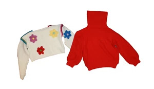 Shein Girls Lot of 2 Sweaters Size 11/12Y Red White Cropped Floral - Picture 1 of 1