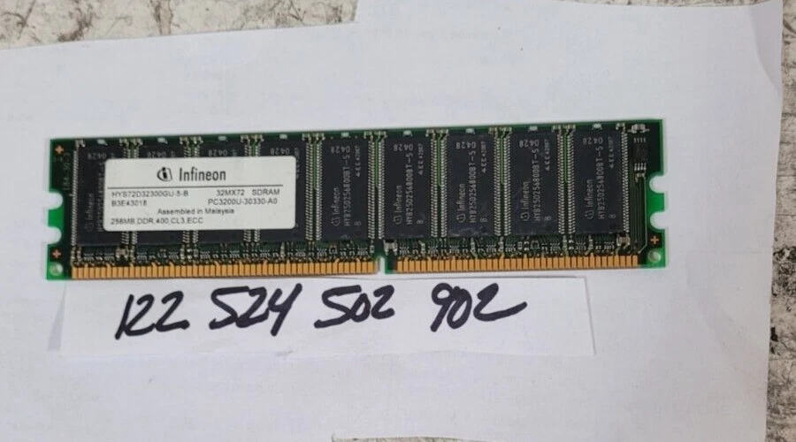 256MB DDR1  DDR PC  PC3200  DDR-400 400 184PIN  ECC NON-REG SINGLE RANK   32X8 - Image 1 of 1