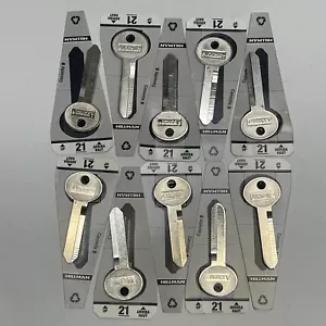 Lot of 10 Hillman Nickel Plated 21 Automotive Key Blank Brass Cassette B (Ford) - Picture 1 of 5