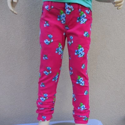 ABERCROMBIE kids девочек супер узкие лодыжки джинсы размер 12R 14R новый с Ярлыками цветочный красный новый - Изображение 1 из 2