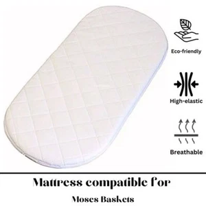 Baby Moses Pram Basket Foam Mattress Extra Thick  Oval Comfy Cushy, All Sizes - Picture 1 of 4