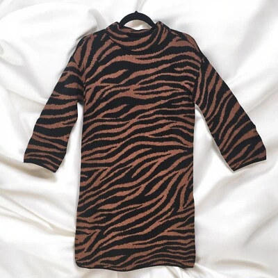Ann Taylor свитер платье женщина XXSP коричневый Tiger печати трикотажа искра длинным рукавом с Ярлыками - Изображение 1 из 4
