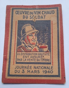 FRANCE / FRENCH SOLDIER 1940 WW2 HOT WINE DAY CHARITY STAMP JOURNEE BADGE - Bild 1 von 2
