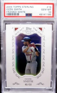2009 Topps Sterling 19 Ozzie Smith HOF FRAMED WHITE.  PSA 10 GEM MINT.  POP. 1.* - Picture 1 of 2