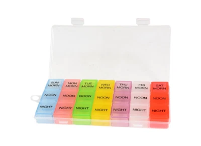 Assured 7-Day Pill Organizer Colored Plastic With Clear Case, Three Times A Day - Image 1 of 4