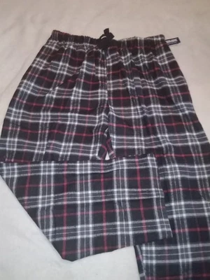 Pantalones de salón de pijama de franela a cuadros para hombre negros blancos rojos talla M Foto 1 de 4
