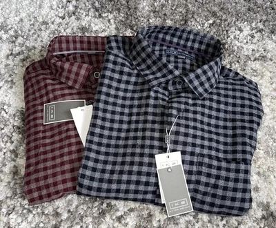 Lot 2 IKE BEHAR Work Shirts Mens Small Checks Casual Button Front Soft - Image 1 of 4
