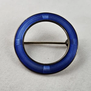 Vintage Aksel Holmsen Sterling Silber Norwegen blau Kreis Anstecknadel Brosche [8749] - Bild 1 von 6