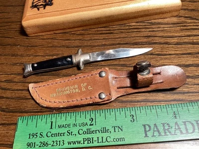 VINTAGE JAPANESE MINI Hunting KNIFE & SHEATH SOUVENIR Washington D. C. - Image 1 of 2