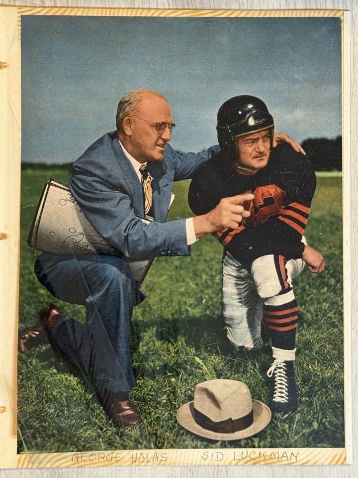 Chicago Bears GEORGE HALAS & SID LUCKMAN 8x10 Magazine Clipping Photo Football - Image 1 of 1