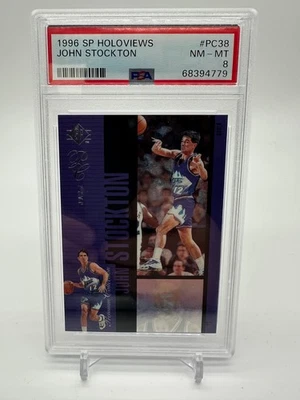 1996 SP Holoviews John Stockton #PC38 PSA 8 NM-MT - Image 1 of 2