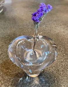Schöne Kunstglas Bleikristall 3,5" klare Herz Vase, Handarbeit in Brasilien - Bild 1 von 10