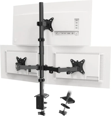 PUTORSEN Triple Monitor Arm, 30.5 inch Tall pole Triple Monitor Stand for 3 Mon - Image 1 of 4