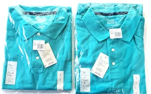 LOTE 2 POLO PIQUÉ GOLF TENIS CROFT & BARROW AQUA SHORE AZUL SELLADO DE FÁBRICA ~ XL - Imagen 1 de 15