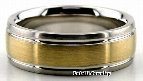 ANILLO DE BODA PARA HOMBRE DE ORO DE DOS TONOS 10K 7MM  Foto 1 de 1