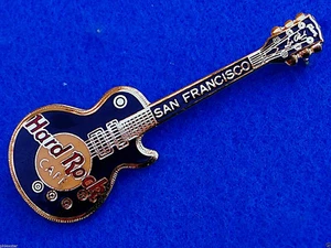 SAN FRANCISCO VERTICAL BLACK GIBSON LES PAUL GUITAR 3LT GRID Hard Rock Cafe PIN - Picture 1 of 1