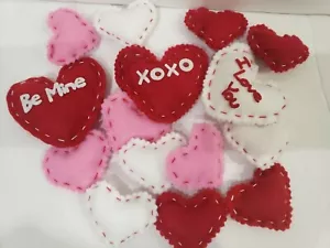 15pc Valentines Day Hearts Felt Decorations Bowl Filler Basket Decor - Picture 1 of 2