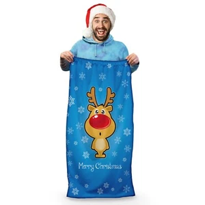 Personalised Giant Santa Sack - Cartoon Reindeer - Blue Christmas Stocking - Picture 1 of 4